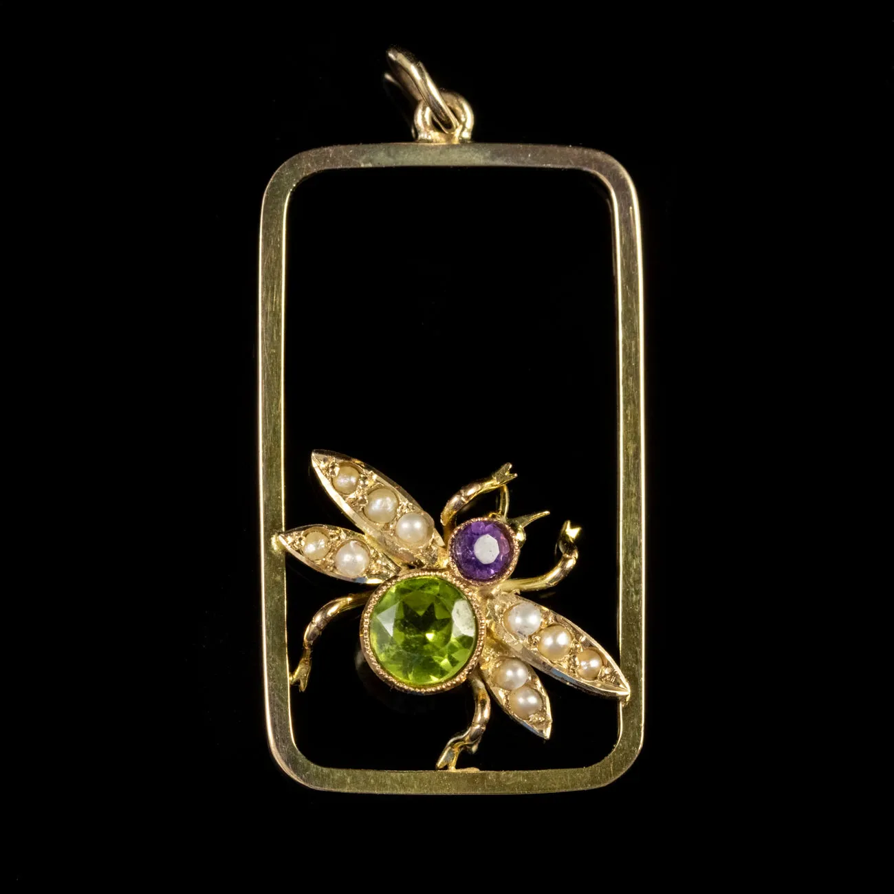 Antique Edwardian Suffragette Peridot Bee Pendant Circa 1915