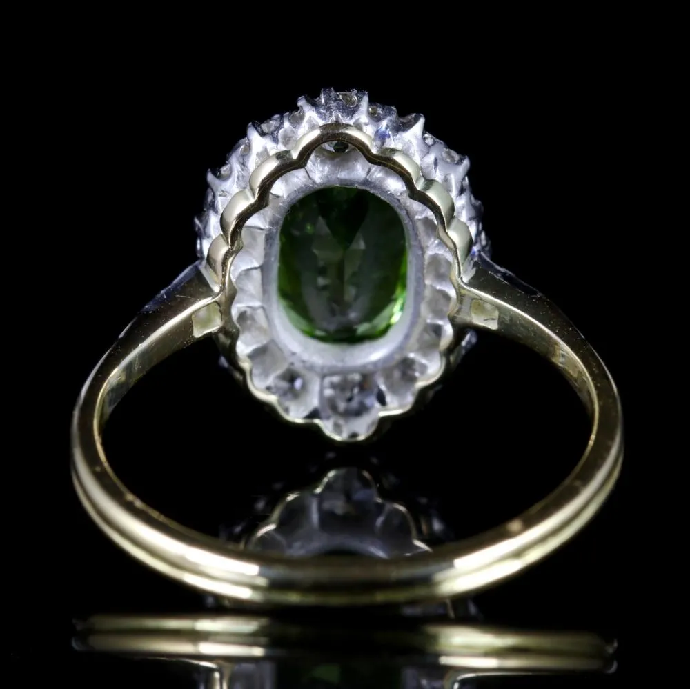 Antique Victorian Peridot Diamond Ring 18Ct Gold Circa 1900