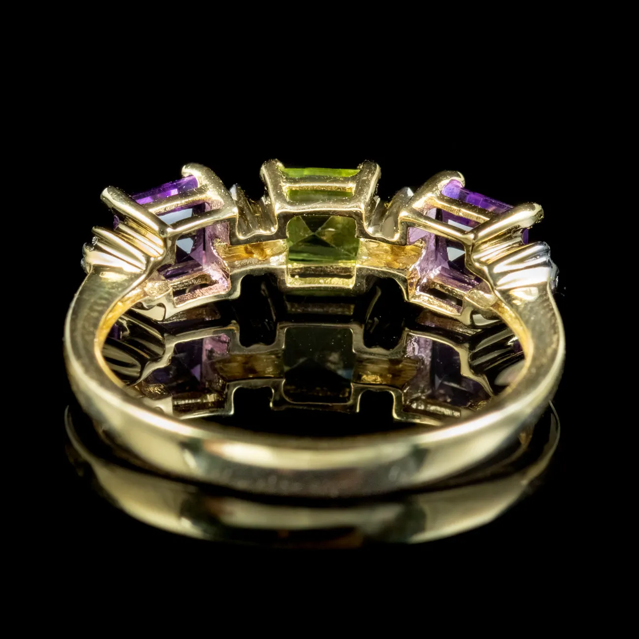 Art Deco Suffragette Style Ring Amethyst Peridot Diamond