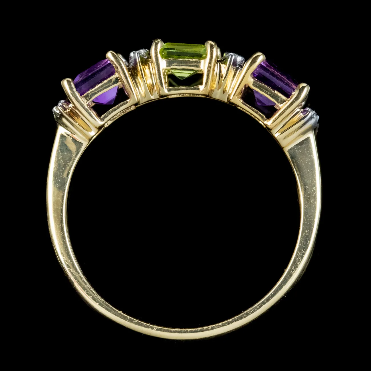 Art Deco Suffragette Style Ring Amethyst Peridot Diamond