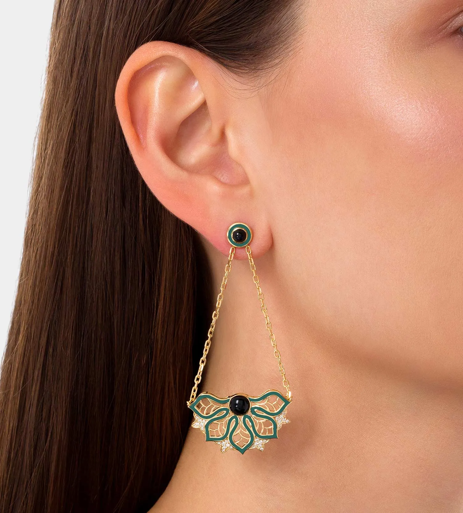 Aura rise green earrings