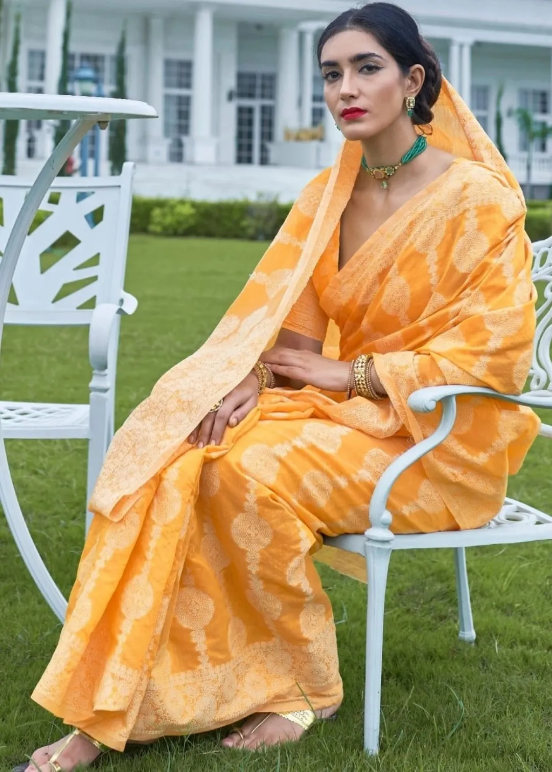 Banarasi Cotton Chikankari Weaving Saree