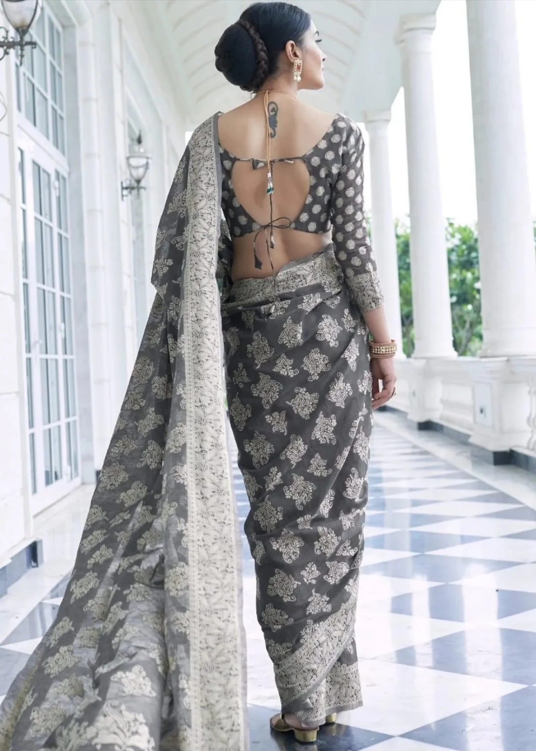 Banarasi Cotton Chikankari Weaving Saree