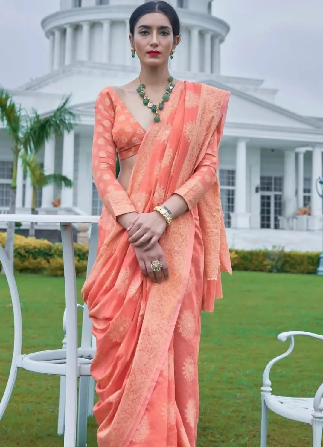 Banarasi Cotton Chikankari Weaving Saree