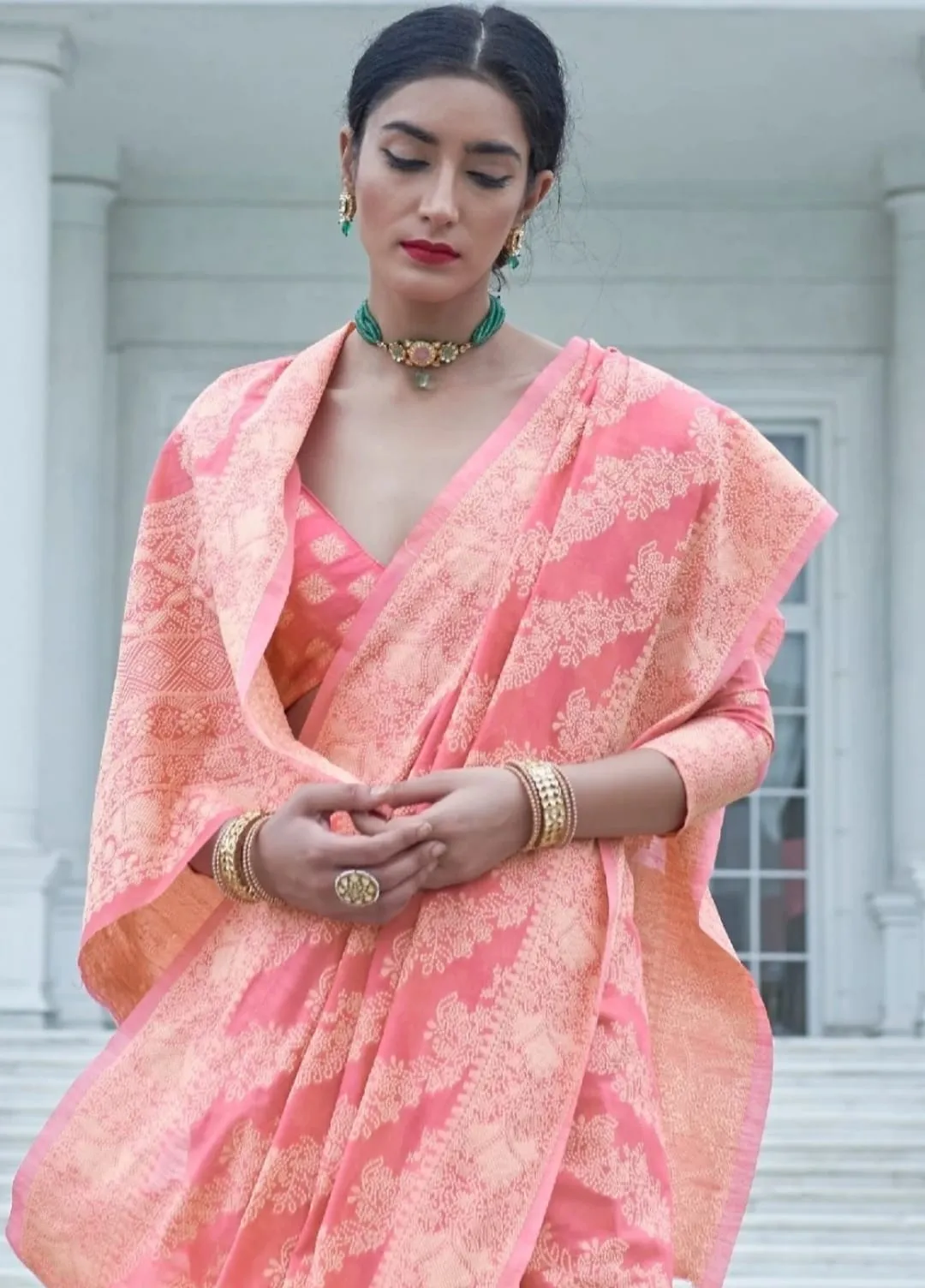 Banarasi Cotton Chikankari Weaving Saree