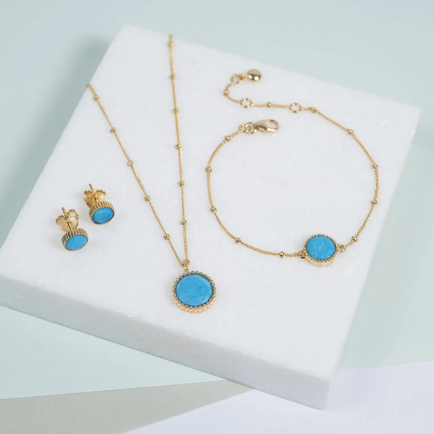 Barcelona December Turquoise Birthstone Stud Earrings