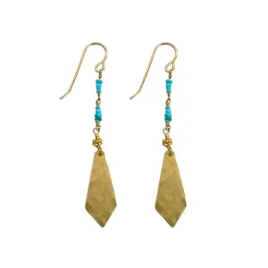 Beaded Turquoise & Hammered Dangle Earrings