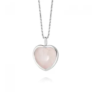 Beloved Rose Quartz Heart Pendant Sterling Silver Necklace JN01_SLV