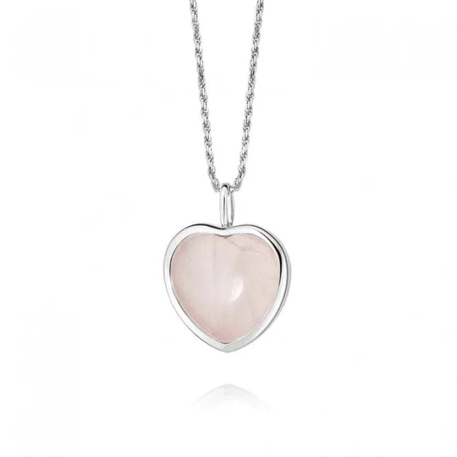 Beloved Rose Quartz Heart Pendant Sterling Silver Necklace JN01_SLV