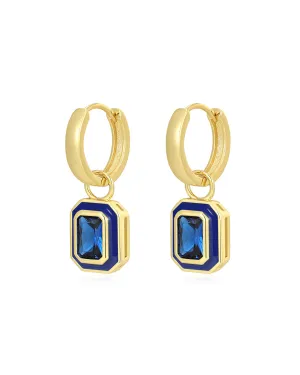 Bezel Huggies- Navy- Gold