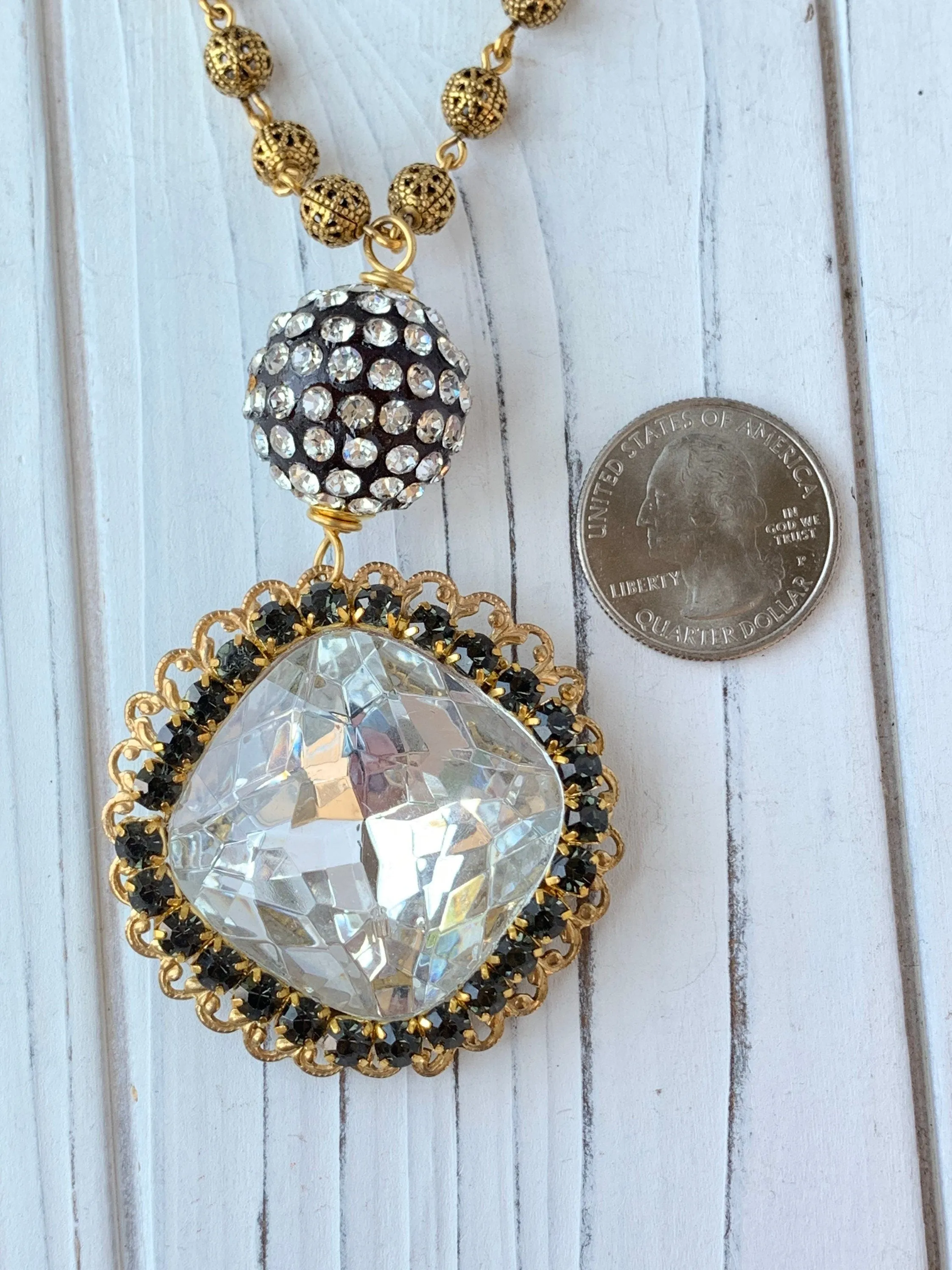 Blaire Large Rhinestone Pendant Necklace