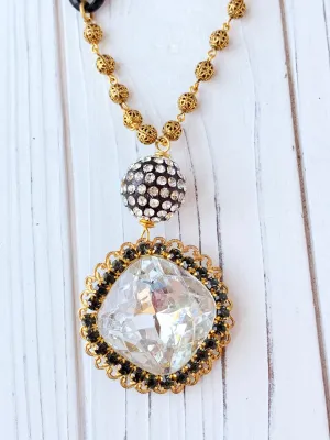 Blaire Large Rhinestone Pendant Necklace