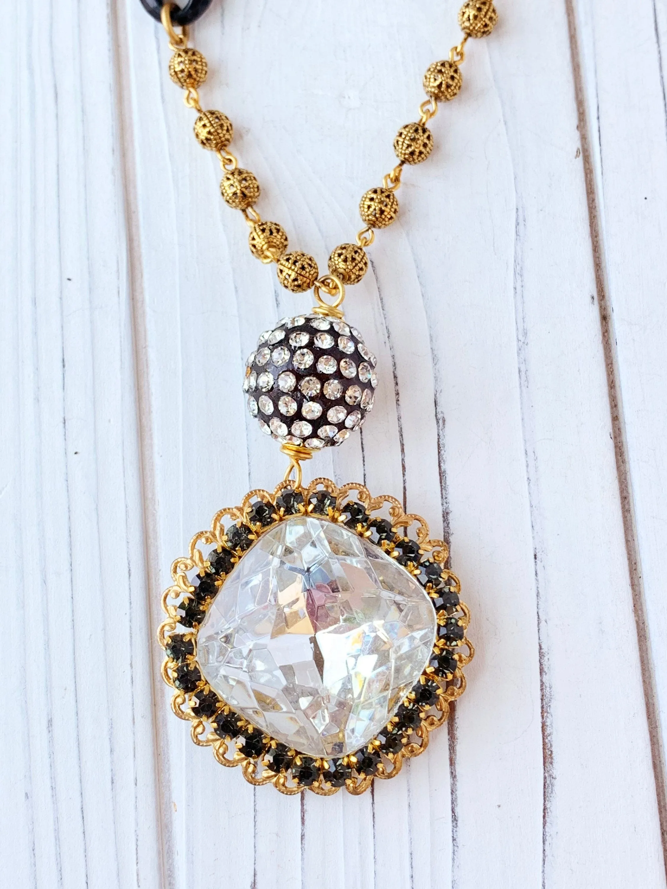 Blaire Large Rhinestone Pendant Necklace