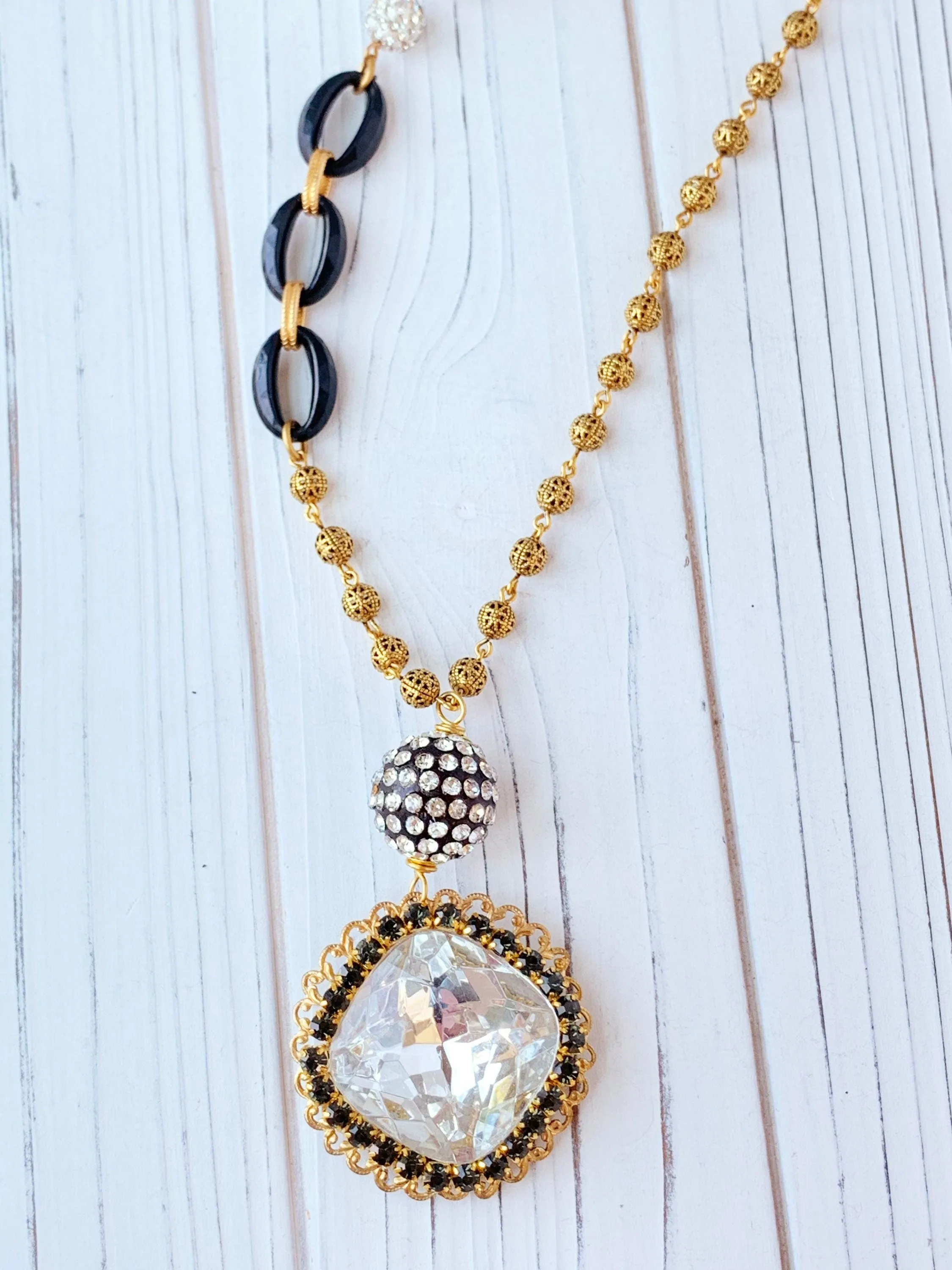 Blaire Large Rhinestone Pendant Necklace