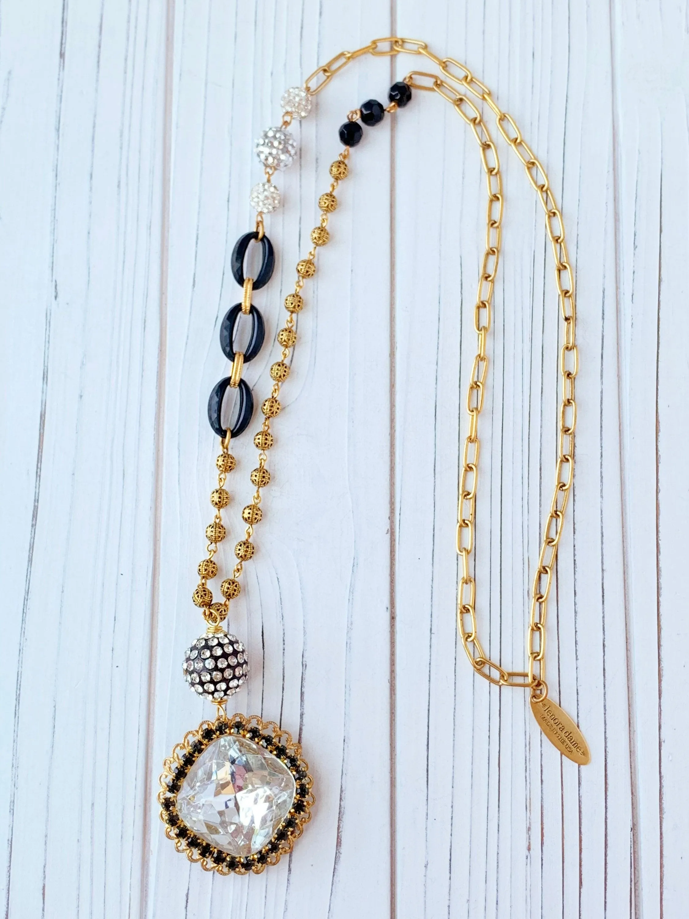 Blaire Large Rhinestone Pendant Necklace