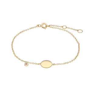 Bracelet à Graver Argent 925 Plaqué Or Jaune Grenat