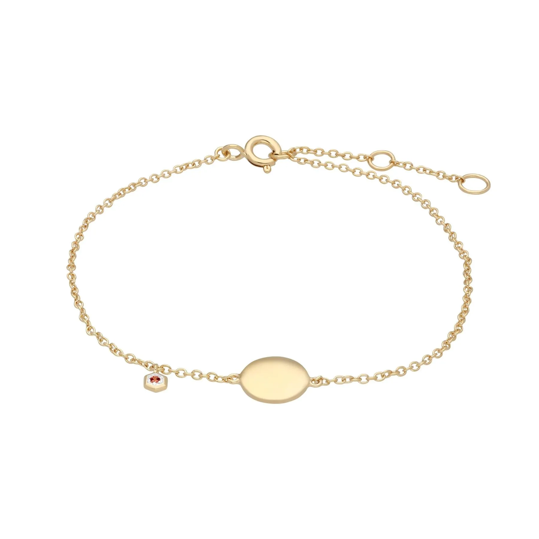 Bracelet à Graver Argent 925 Plaqué Or Jaune Grenat