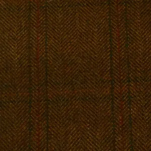 Brown And Fawn Herringbone With Green And Rust Check Country Tweed Jacketing