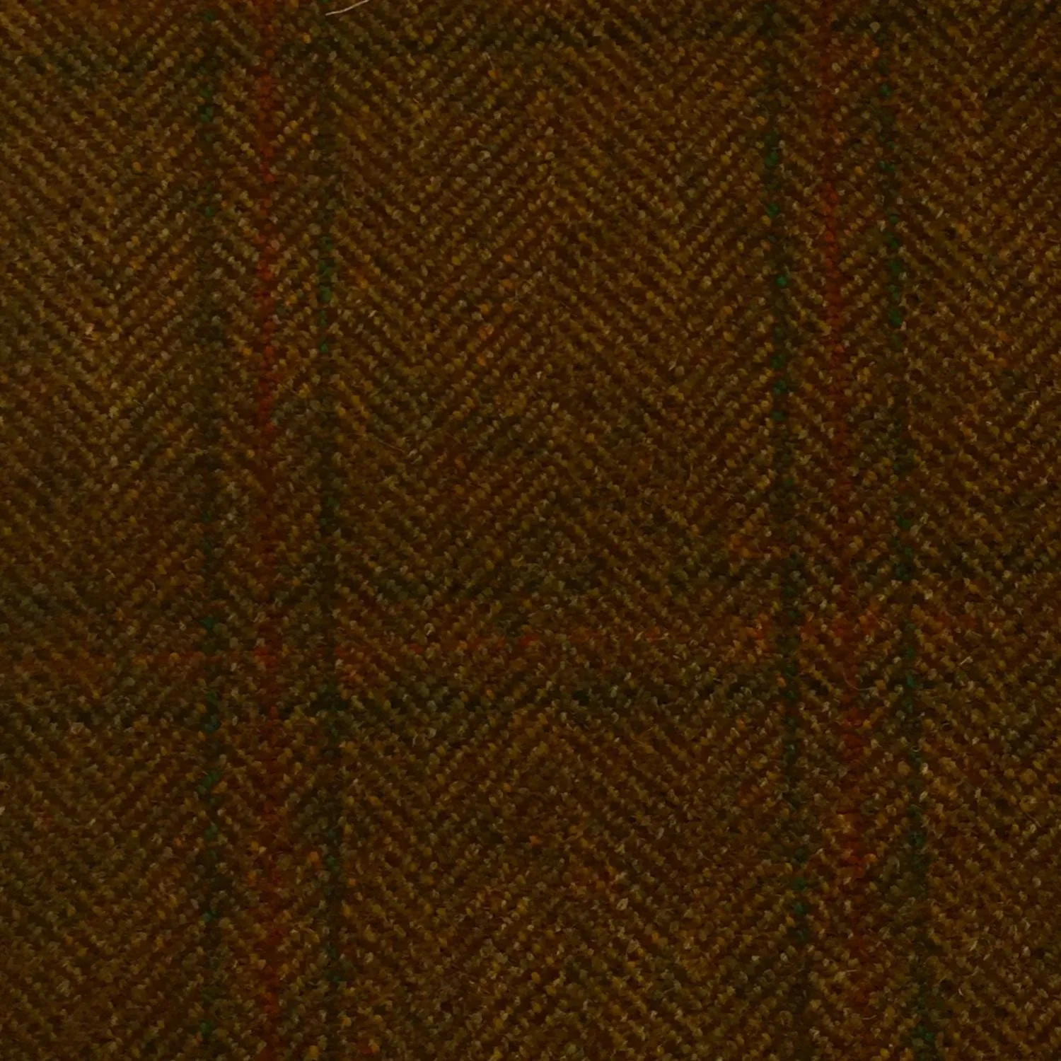 Brown And Fawn Herringbone With Green And Rust Check Country Tweed Jacketing