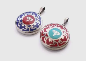 Buddha Eyes Mandala White Metal Pendant