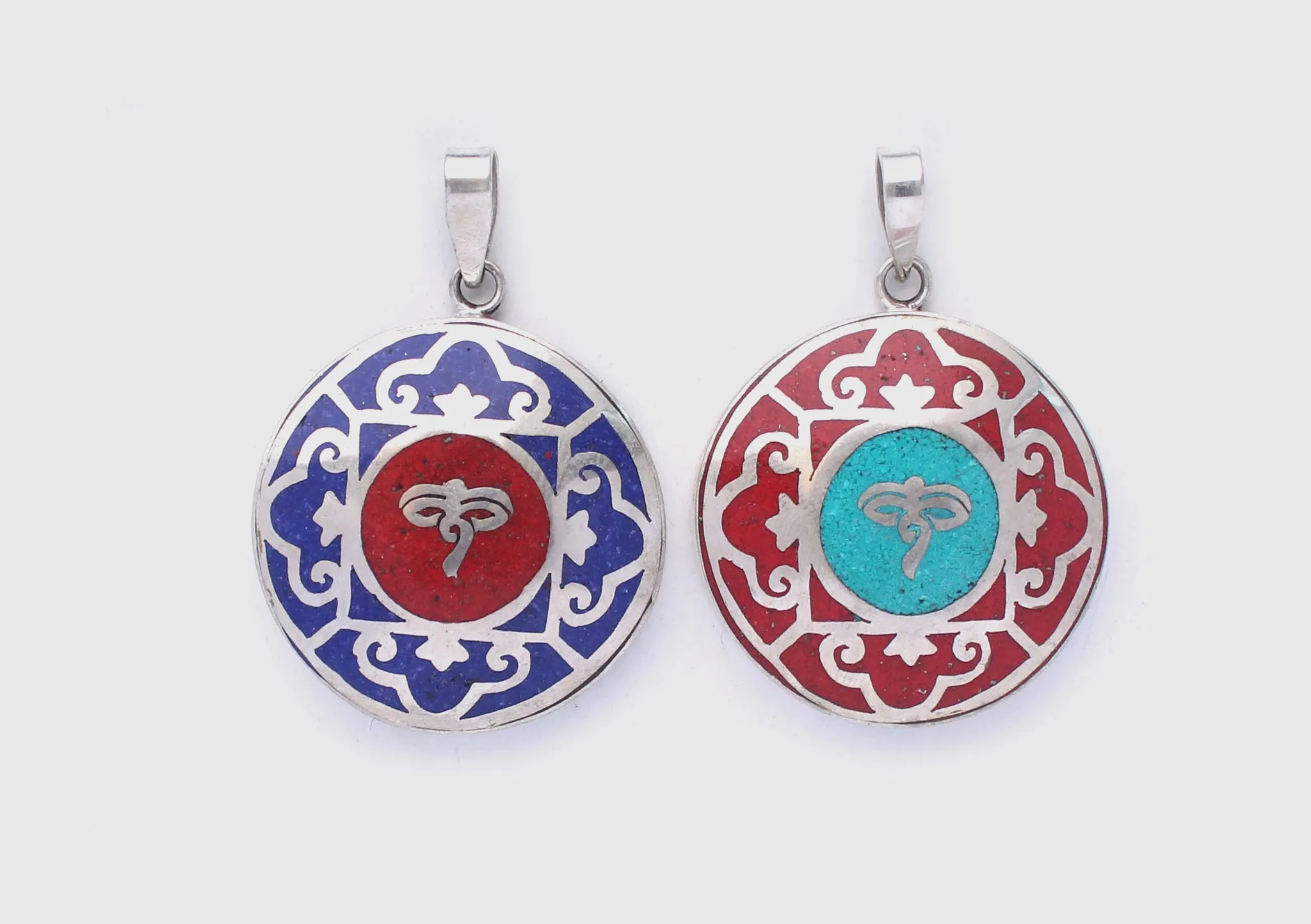 Buddha Eyes Mandala White Metal Pendant