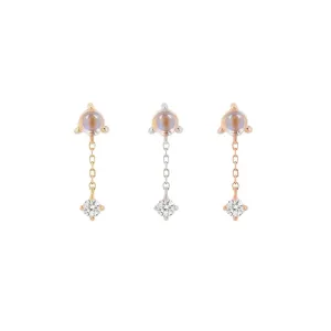 BUDDHA JEWELRY BIANCA - MOONSTONE   WHITE SAPPHIRE - THREADLESS END WITH DANGLE