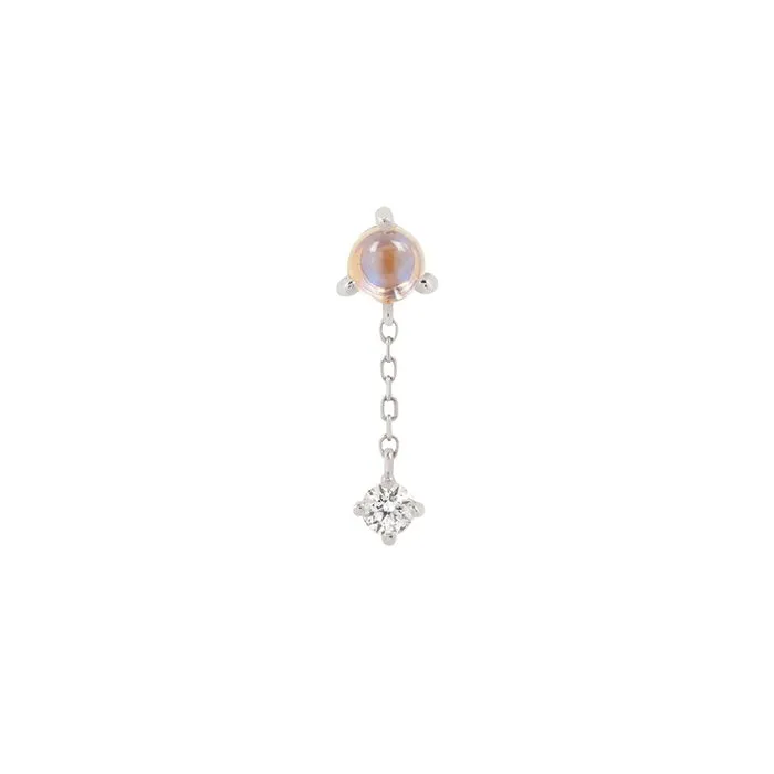BUDDHA JEWELRY BIANCA - MOONSTONE   WHITE SAPPHIRE - THREADLESS END WITH DANGLE