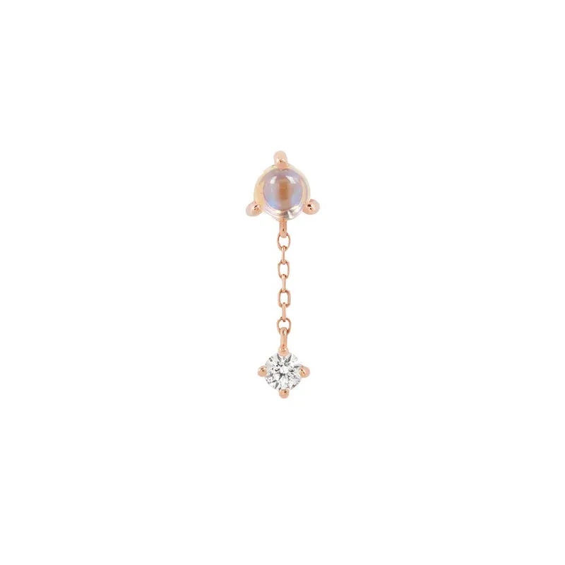 BUDDHA JEWELRY BIANCA - MOONSTONE   WHITE SAPPHIRE - THREADLESS END WITH DANGLE