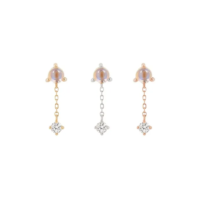 BUDDHA JEWELRY BIANCA - MOONSTONE   WHITE SAPPHIRE - THREADLESS END WITH DANGLE