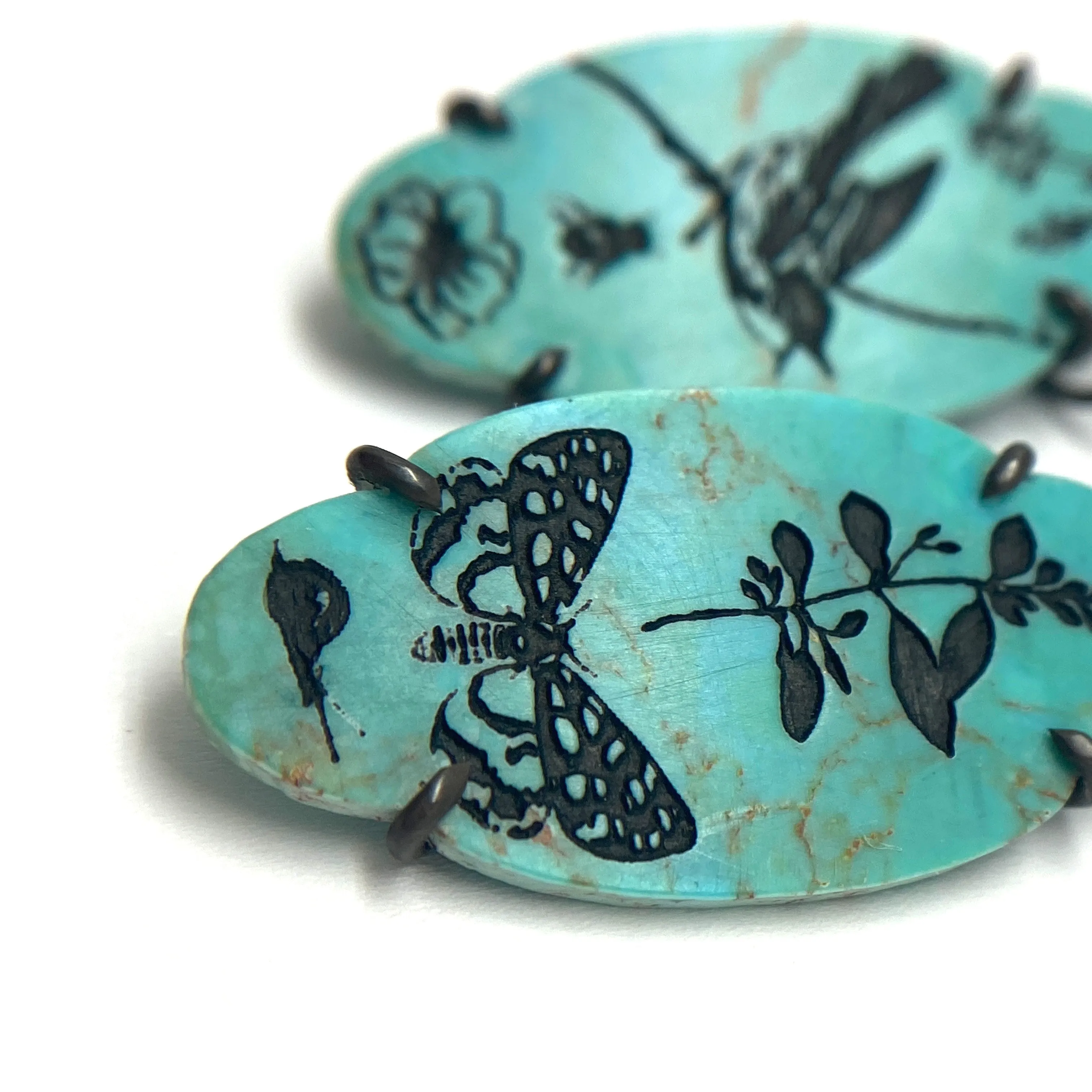 Butterfly and Bird Turquoise Earrings