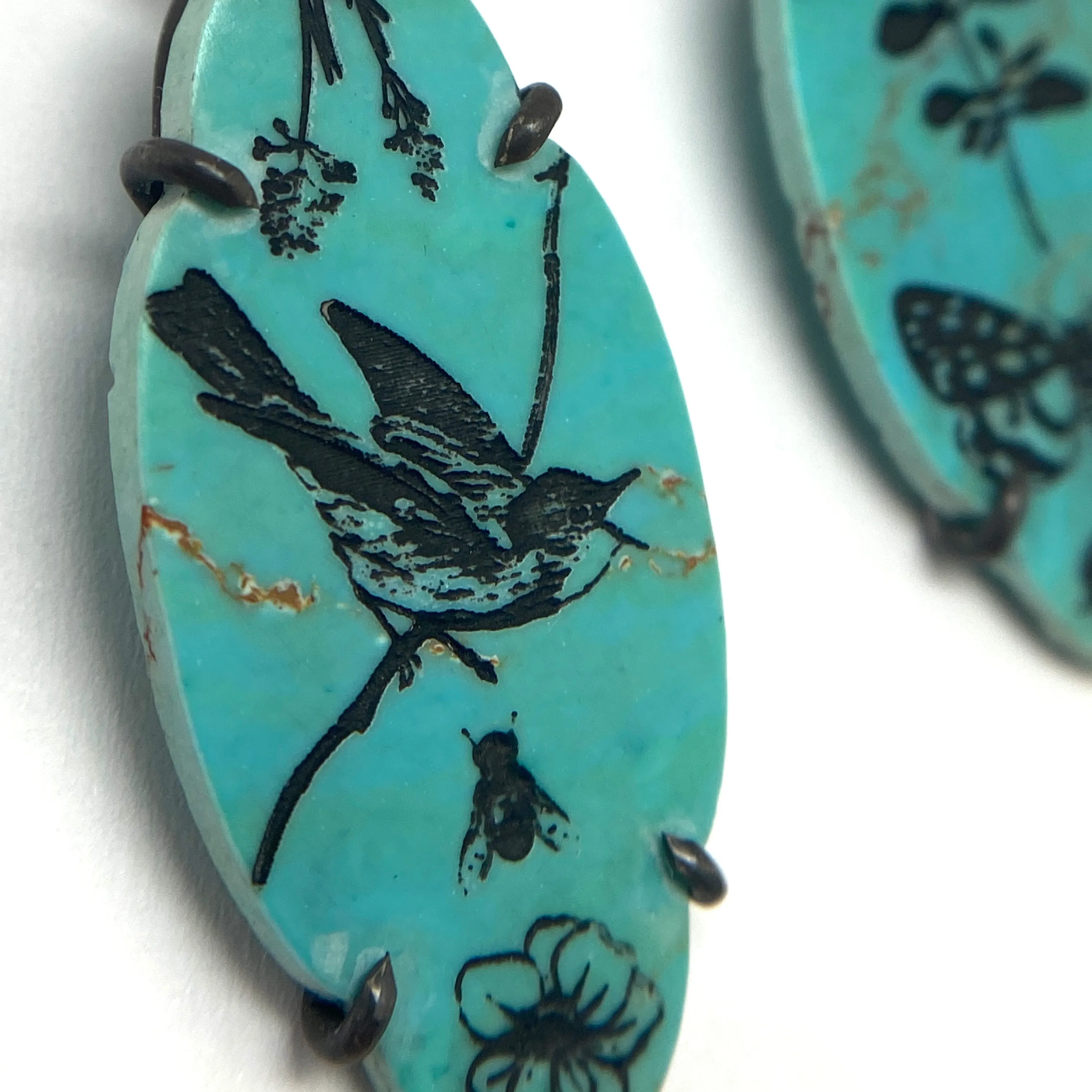 Butterfly and Bird Turquoise Earrings
