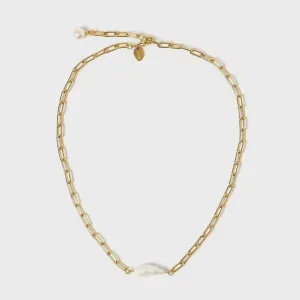 Cecilia Gold Pearl Necklace