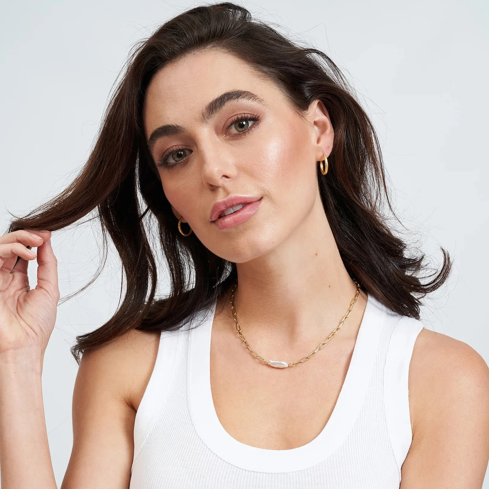 Cecilia Gold Pearl Necklace