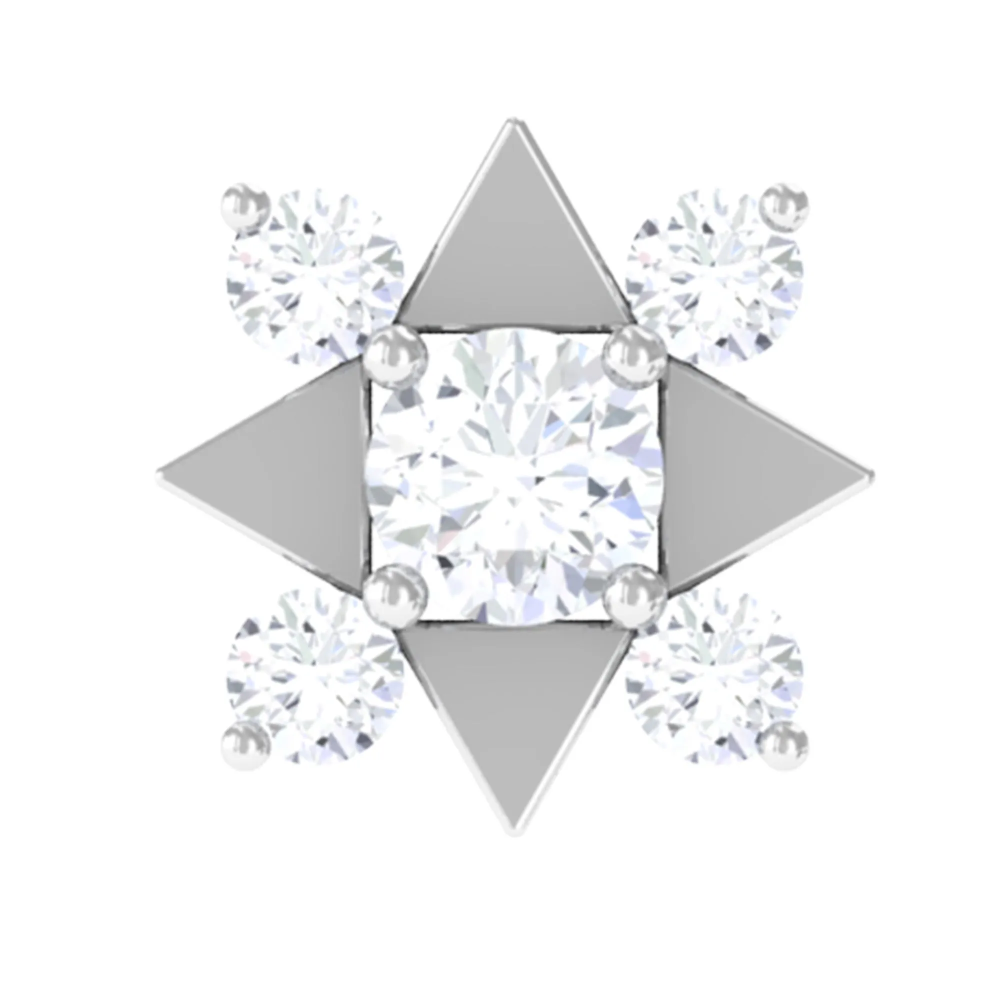Certified Moissanite Art Deco Earring for Conch Piercing