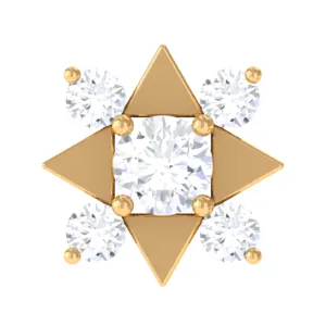 Certified Moissanite Art Deco Earring for Conch Piercing