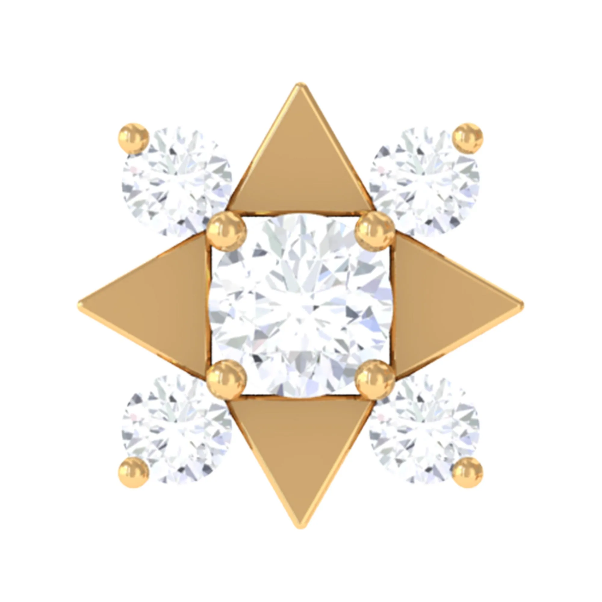 Certified Moissanite Art Deco Earring for Conch Piercing