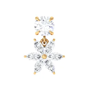 Certified Moissanite Flower Drop Cartilage Earring