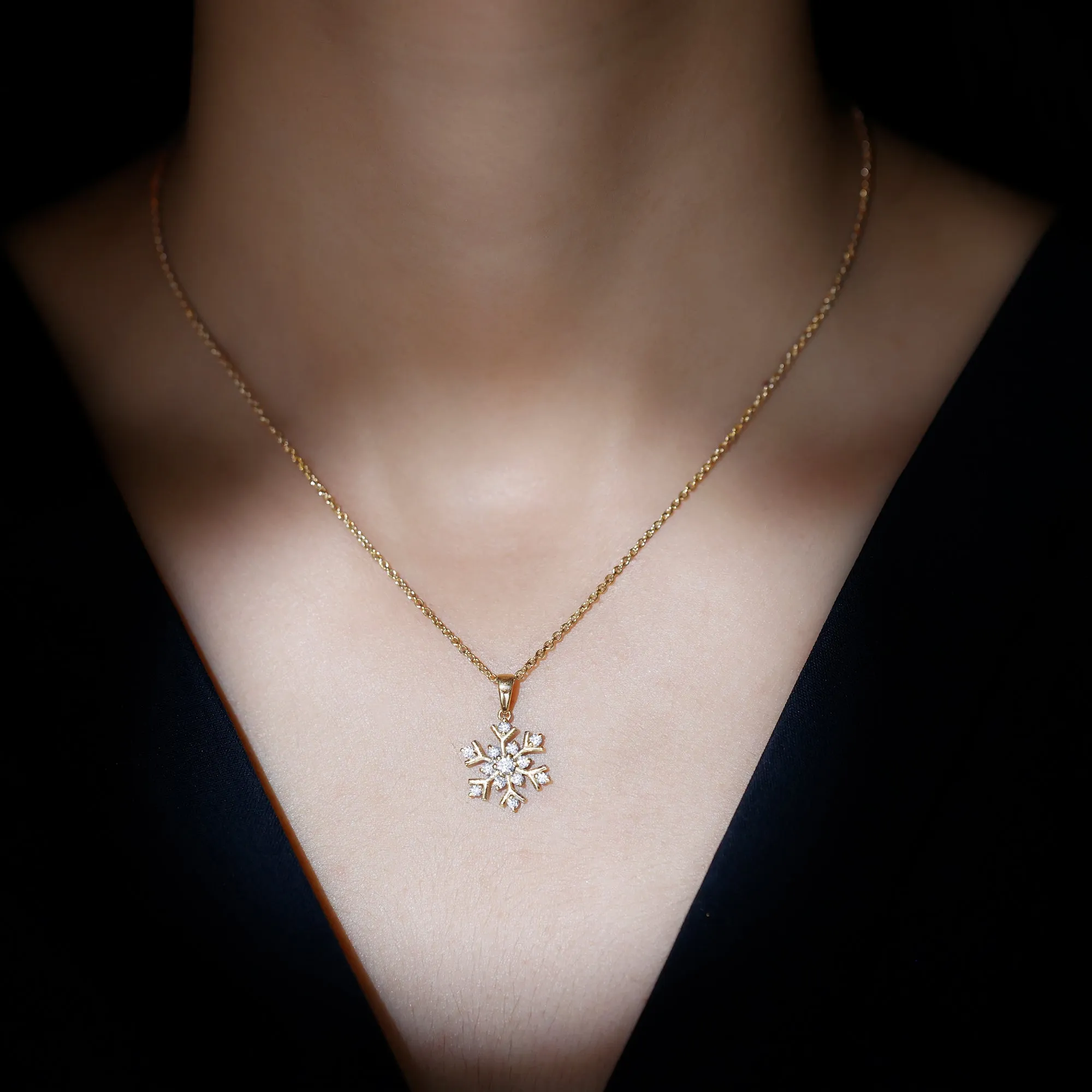 Certified Moissanite Snowflake Pendant in 2 Prong Setting
