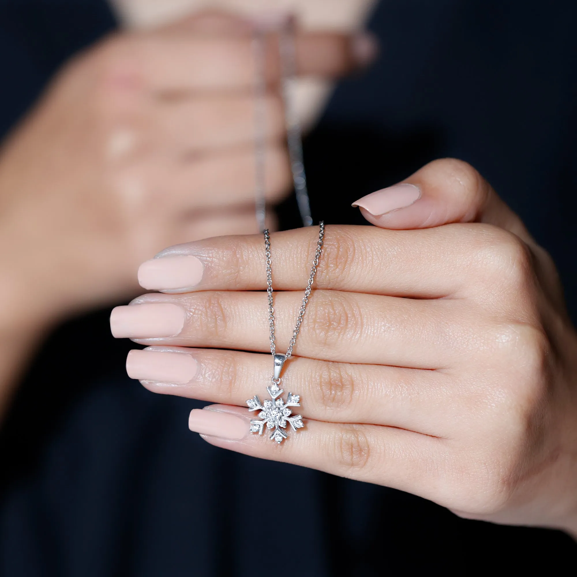Certified Moissanite Snowflake Pendant in 2 Prong Setting