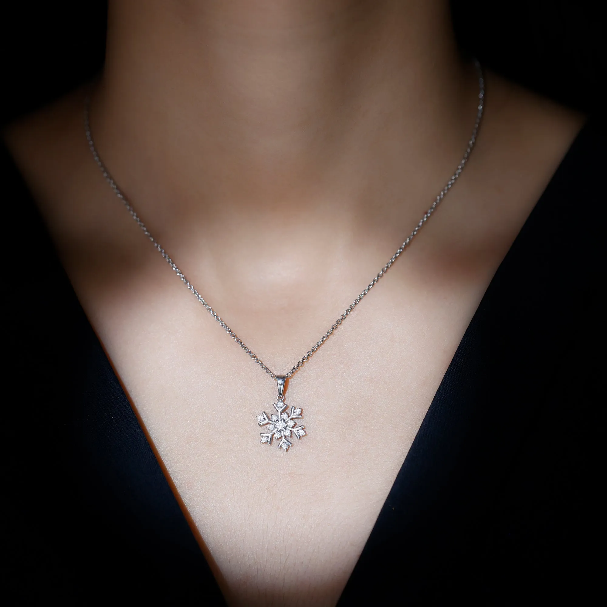 Certified Moissanite Snowflake Pendant in 2 Prong Setting