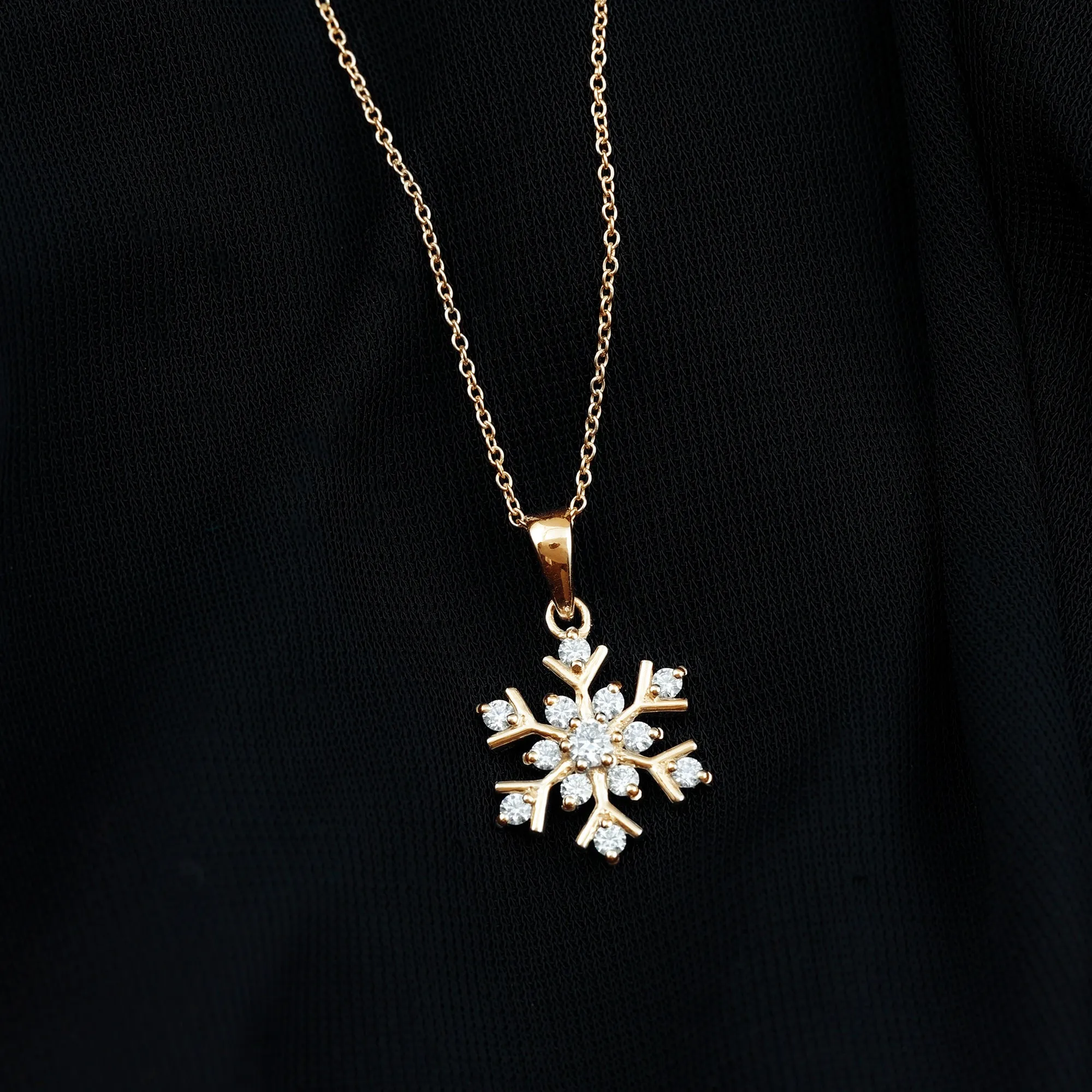 Certified Moissanite Snowflake Pendant in 2 Prong Setting