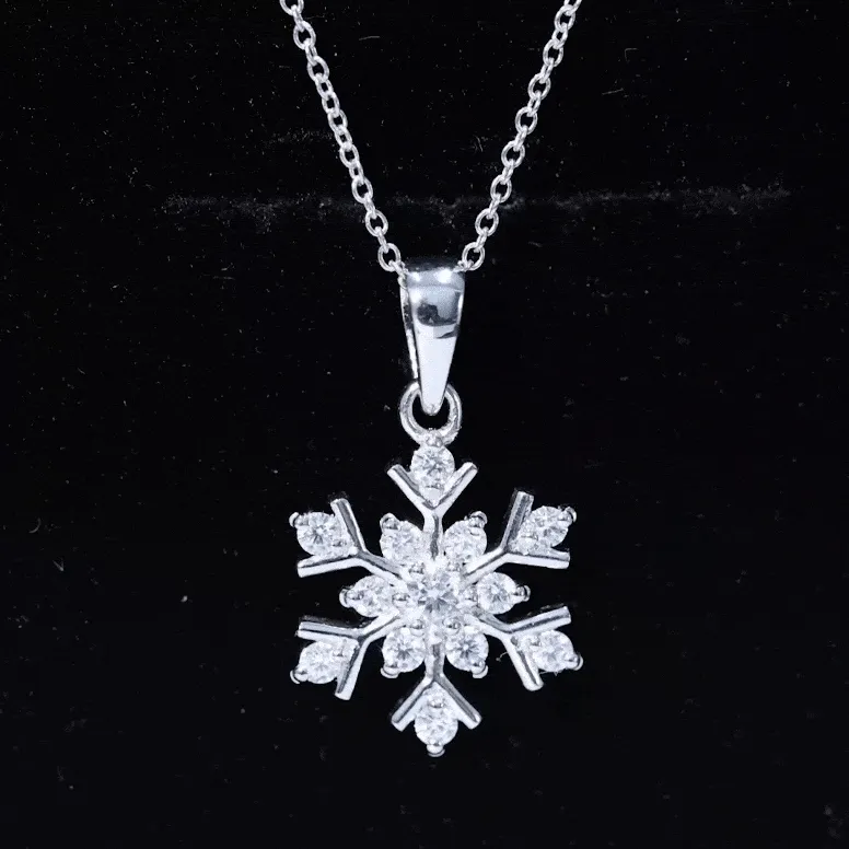 Certified Moissanite Snowflake Pendant in 2 Prong Setting