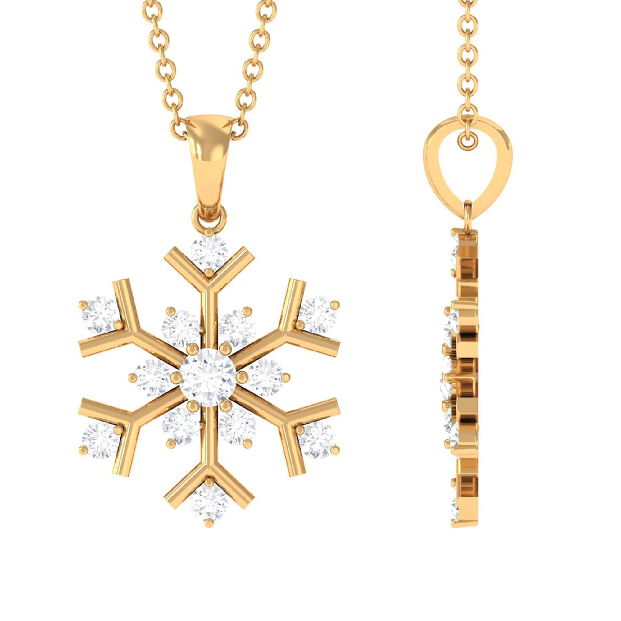 Certified Moissanite Snowflake Pendant in 2 Prong Setting