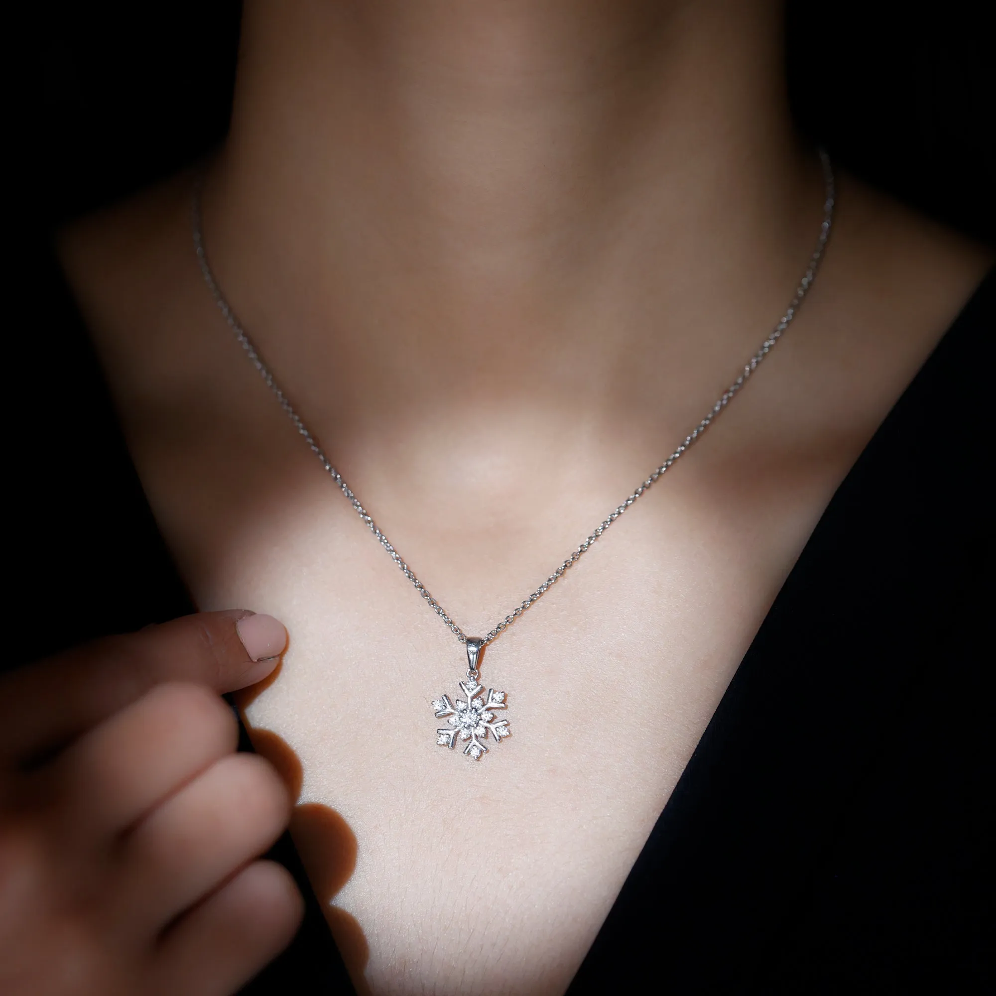 Certified Moissanite Snowflake Pendant in 2 Prong Setting