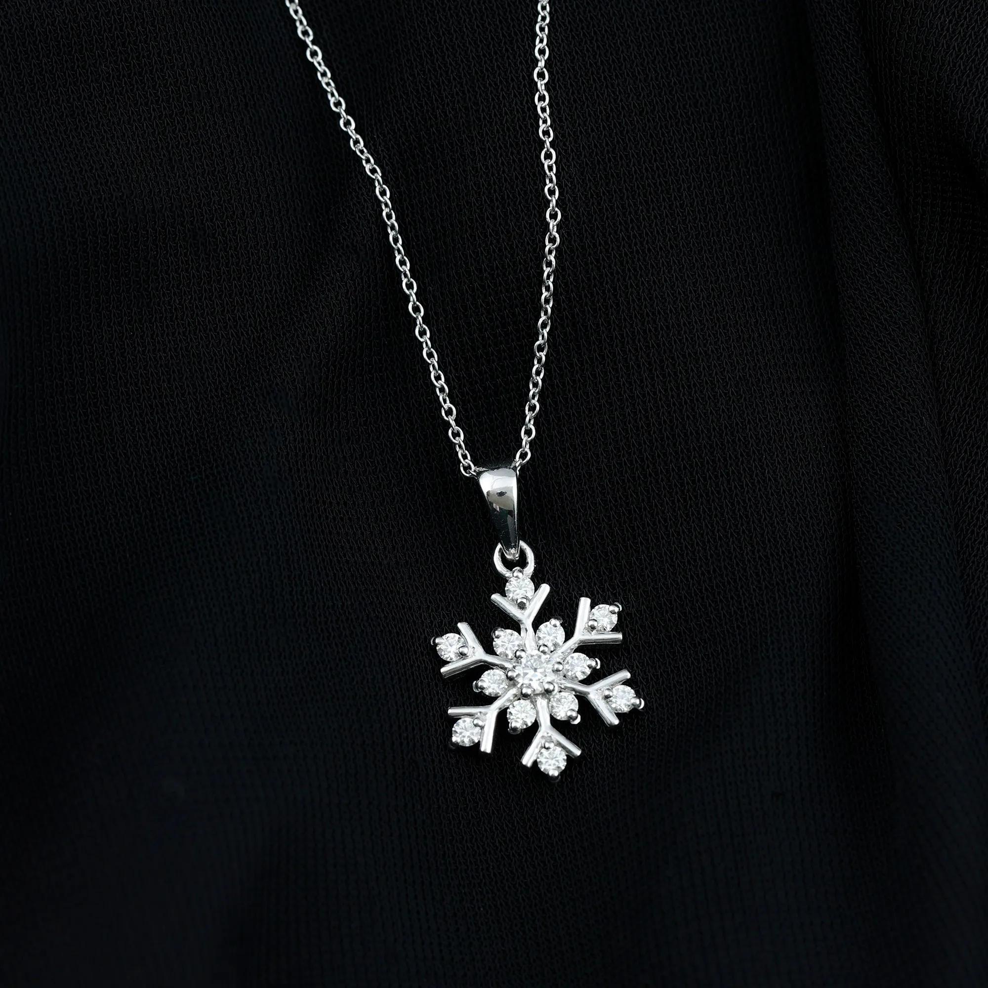 Certified Moissanite Snowflake Pendant in 2 Prong Setting