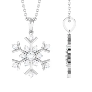 Certified Moissanite Snowflake Pendant in 2 Prong Setting