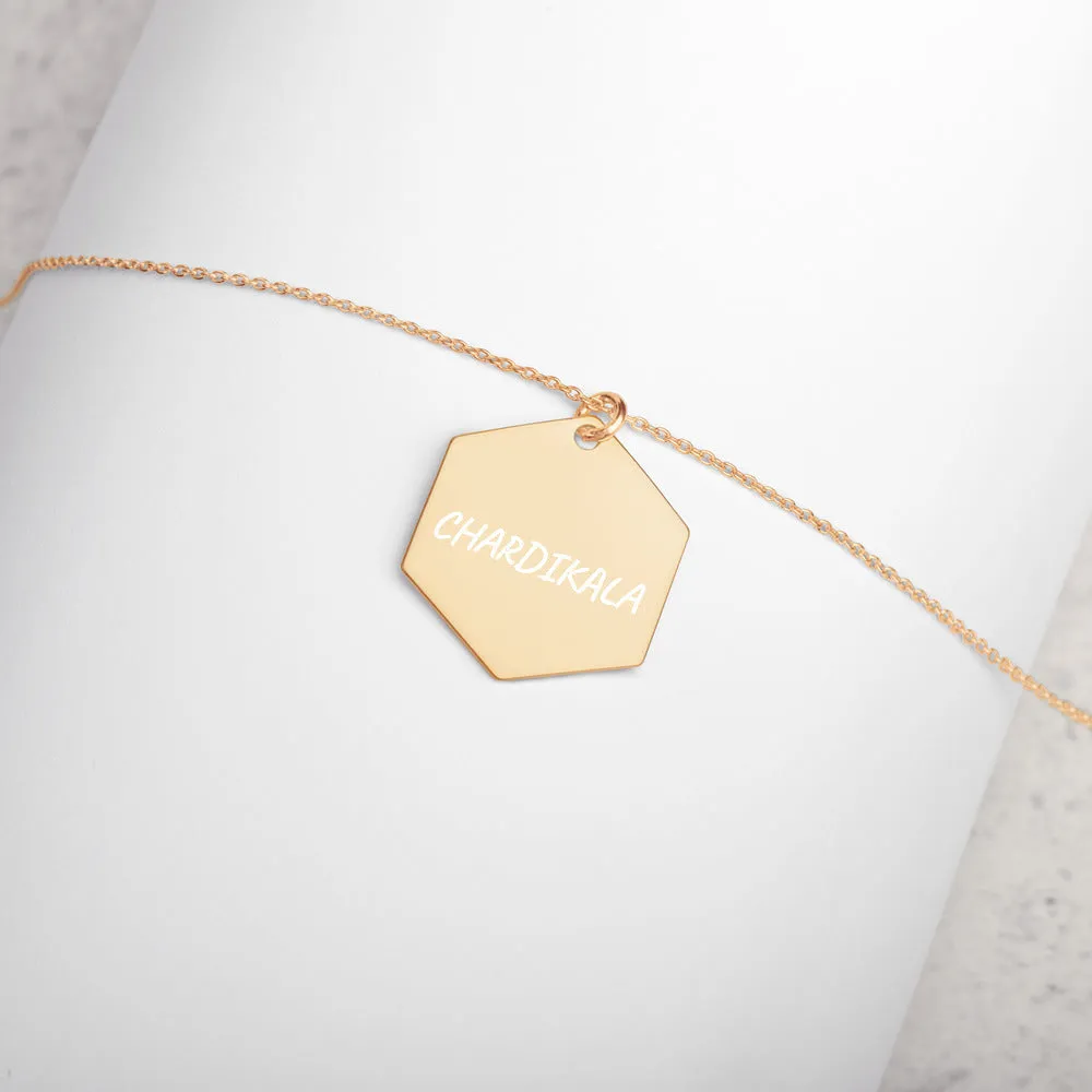 CHARDIKALA - Engraved Silver Hexagon Necklace