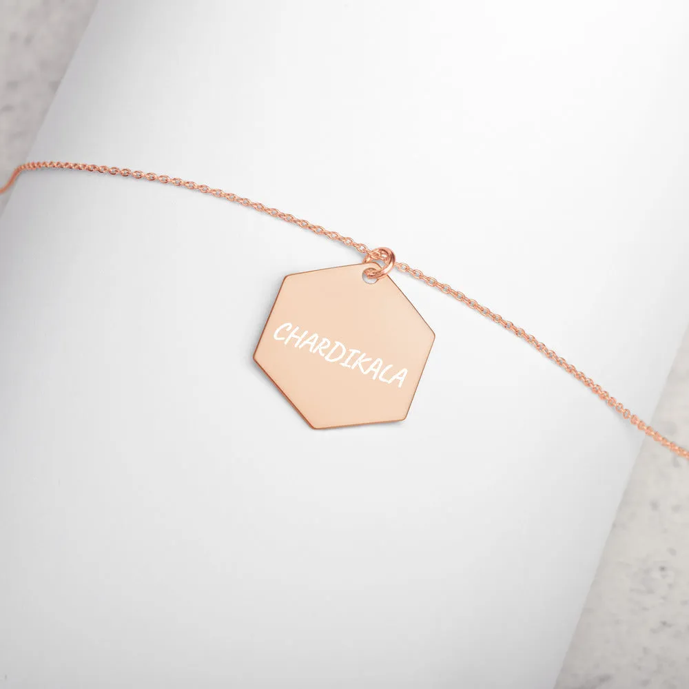 CHARDIKALA - Engraved Silver Hexagon Necklace
