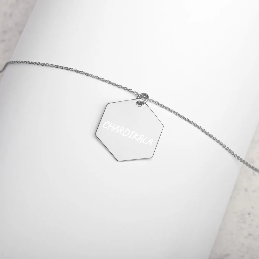 CHARDIKALA - Engraved Silver Hexagon Necklace
