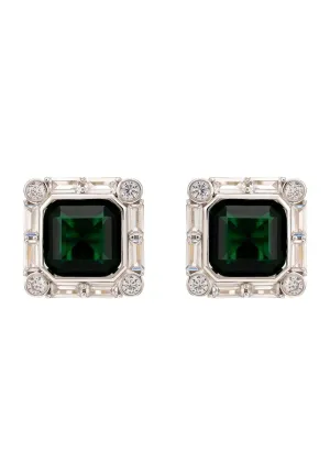 Chatsworth Clip On Earrings Emerald Silver
